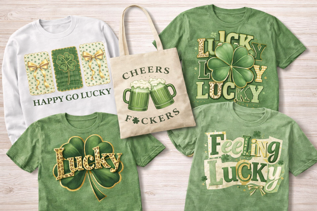 🍀 St. Patrick’s Day DTF Transfer Bundle #3 – Set of 5 (10” Insta-Peel)